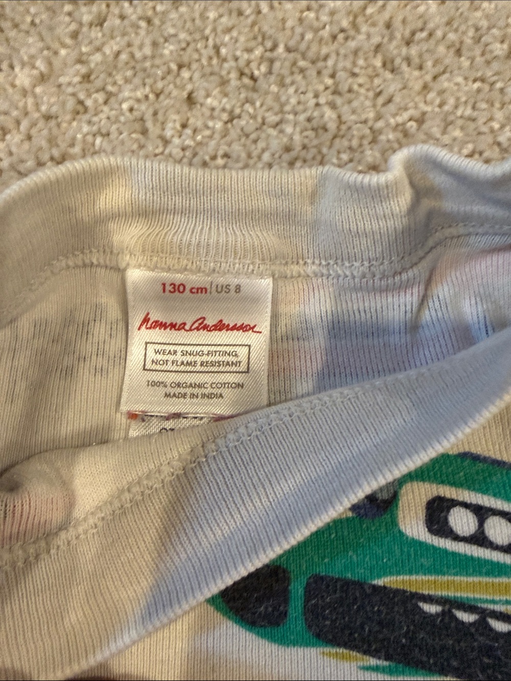 Hanna Andersson Kids White Long-Sleeve Car Print Pajama Set - Multicolor, size 8 - Picture 3 of 4